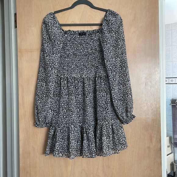 1.state Smock Bodice Ruffle Hem Long Sleeve Minidress Small, #6159269 - Picture 2 of 9